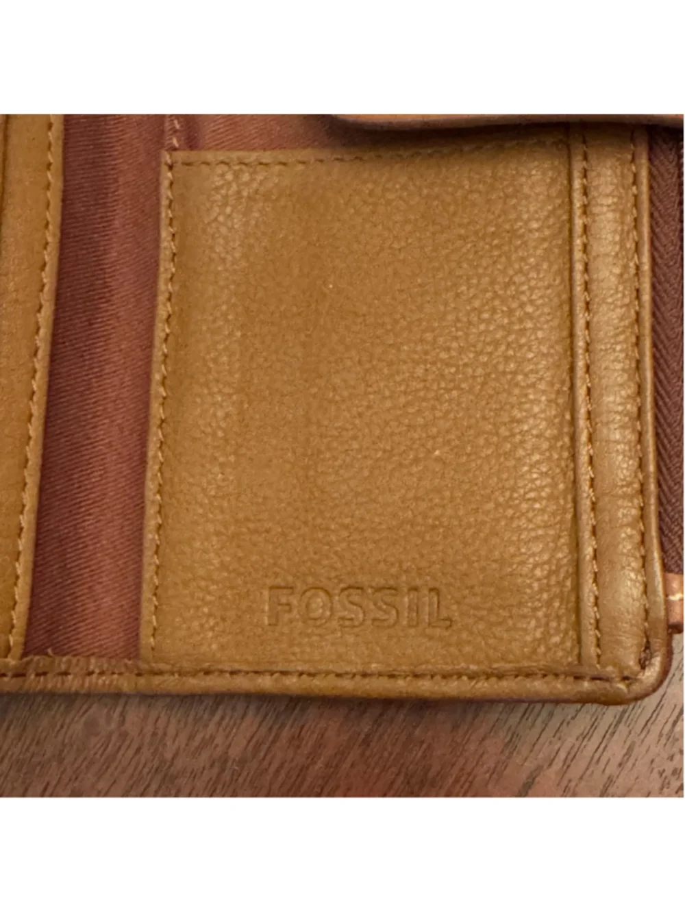 Fossil Logan Brown Leather Zip Around Checkbook Wallet Organizer RFID Clutch